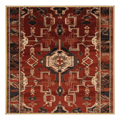 Machine Washable Art Deco Brown Area Rug