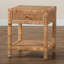 Amoll 1 - Table de chevet en rotin et bois massif brun naturel Amoll