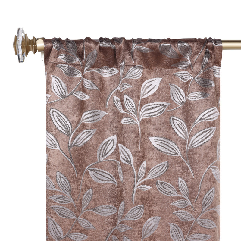 Finklea Floral Pattern Polyester Light Filtering/Room Darkening Rod Pocket Curtain Panels, Copper, 26" W x 84" L