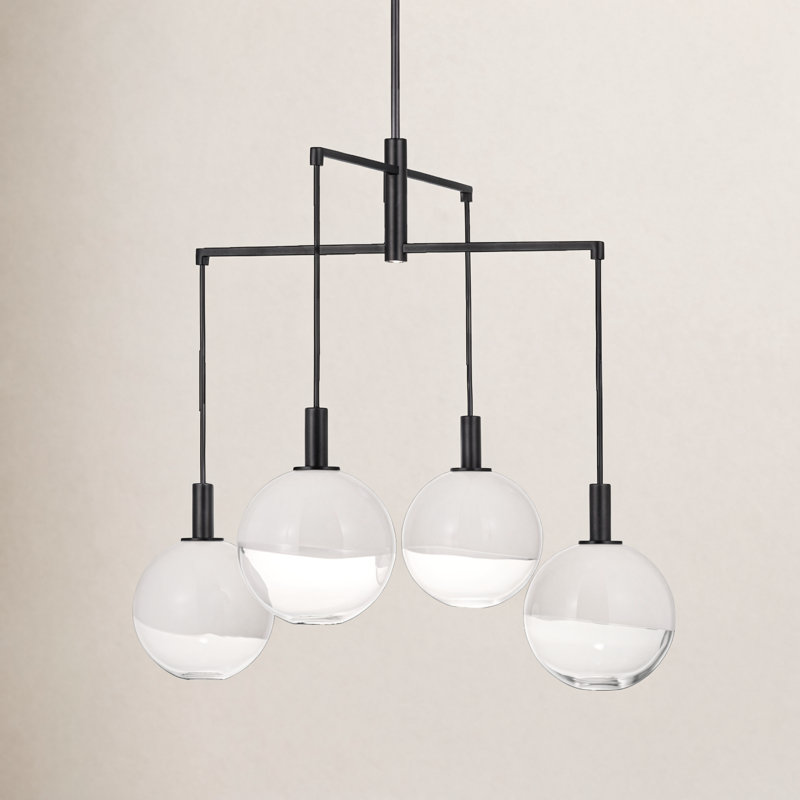 6-Light Chandelier, 29.875" H x 32.5" W x 32.5" D, Aged Iron, 4 Lights