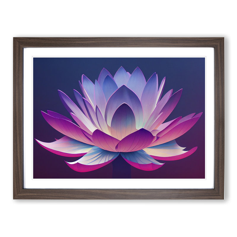 XH1022-7456X Revolutionary Lotus Flower - Single Picture Frame Painting, 34cm H x 46cm W x 2cm D, Walnut