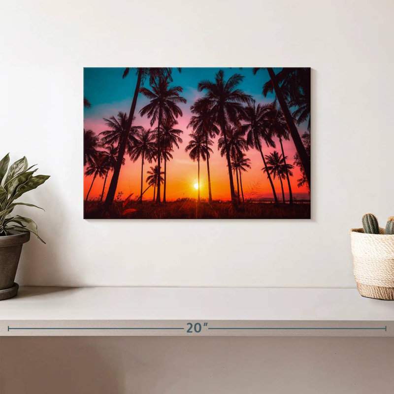 Silhouette de Gillard, coucher de soleil tropical, H 8 po x l 12 po