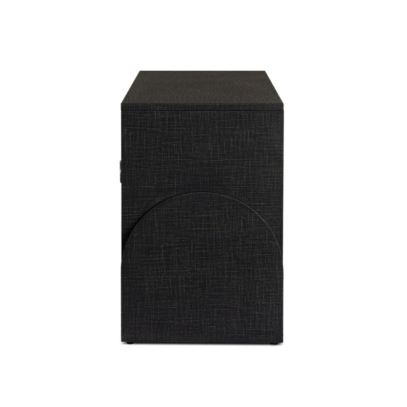 Cressida Media Console-Ivory Painted Linen, Black Linen