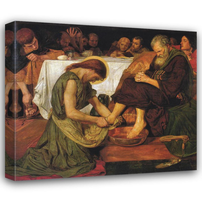 Jésus lavant les pieds de Pierre à la dernière Cène, H 28 po x l 32 po