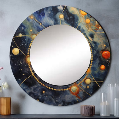 Bleu bleu, univers galactique - miroir mural Comets, miroir décoratif rond bleu, impression d'art en métal