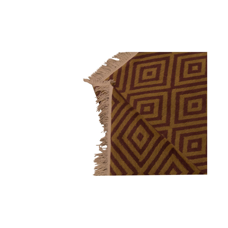 Tibetan Wool Geometric Area Rug in Brown