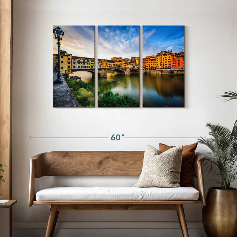Ponte Vecchio, paysage fluvial, H 28 po x l 45 po
