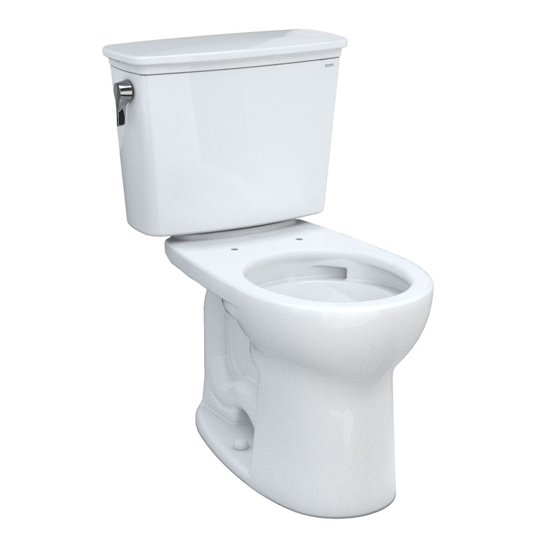 Drake® 1.28 GPF Round Two-Piece Toilet with Tornado Flush (Seat Not Included), Cotton White