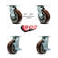 6 Inch Polyurethane Caster Set with Roller Bearings 2 Swivel Lock 2 Brake SCC|SCC-30CS620-PPUR-BSL-2-TLB-2