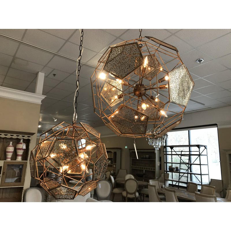 Sputnik Sphere Chandelier, Silver, Silver Hermisphere 9 Light