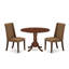 L'ensemble de table de cuisine 5 pièces pour 4 personnes comprend une table de salle à manger ronde avec Dropleaf et 4 chaises de salle à manger Parson en tissu brun, acajou-106914682-106914687-109975831