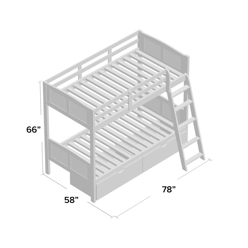 Ahdia Solid Wood Standard Bunk Bed by Isabelle & Max™, Twin over Twin