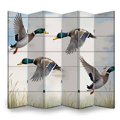 Cloison pliante 6 panneaux Royal Canard colvert canard rustique faune campagne de chasse écran toile séparateur autoportant cloison de protection cloison d'intimité