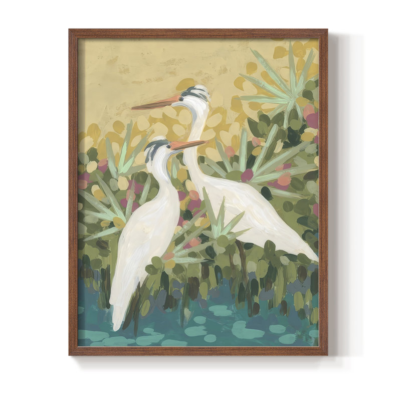 Reproduction encadrée Heron Lagoon II - bois massif, Noyer, H 15 po x l 12 po