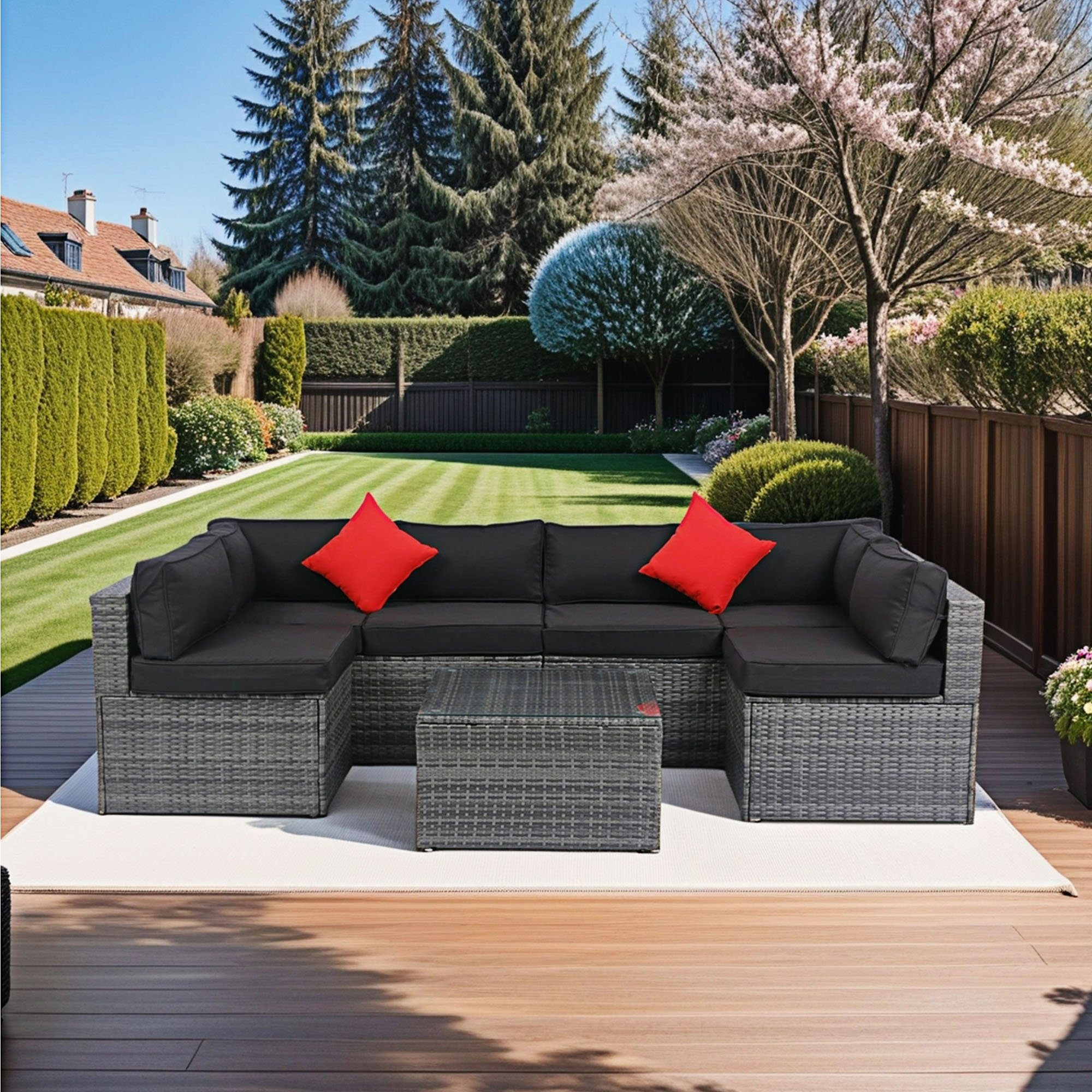 Latitude Run® Chauntia 6 Person Outdoor Seating Group Outdoor Sofa