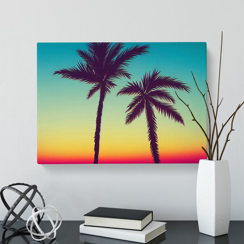Showstopping Palm Tree Sunset - Wrapped Canvas, 40cm H x 60cm W x 3cm D
