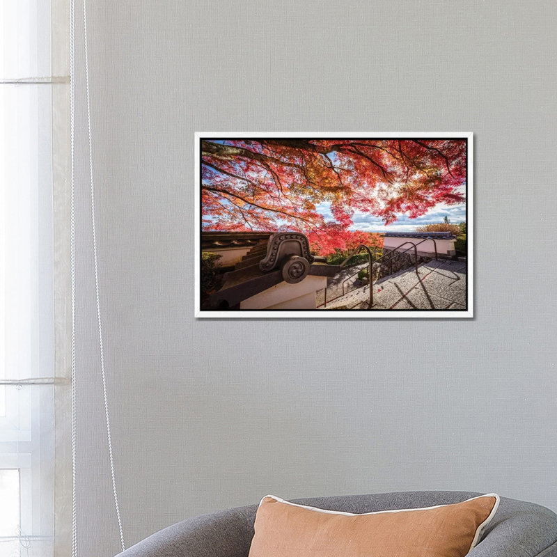 Autumn In Japan XXIII by Daisuke Uematsu - Print on Canvas, White Framed, 45.72cm H x 66.04cm W x 3.81cm D