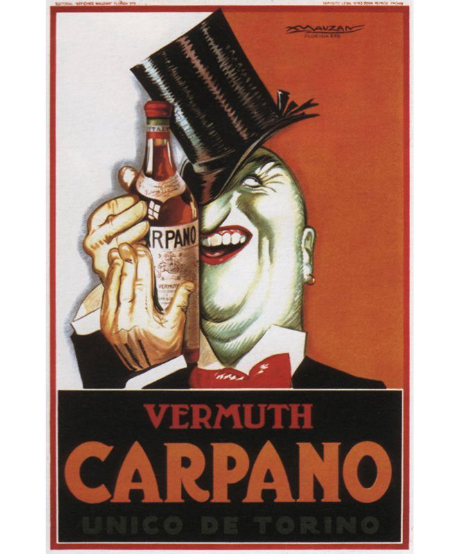 Art sur toile tendue avec trinité de la collection Trinx Vintage Apple: Vermouth Carpano, H 18 po x l 13 po