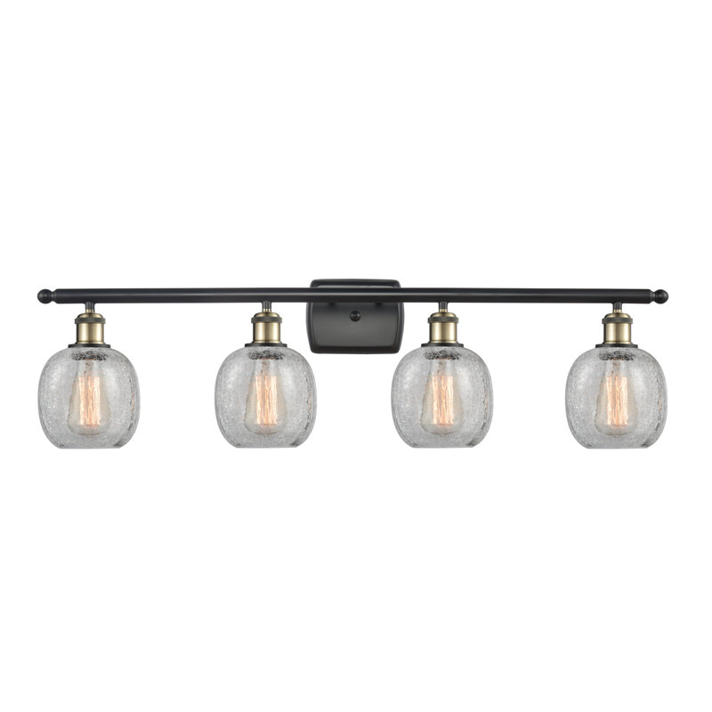 Éclairage de salle de bain à intensité variable 4 lumières Carlucci, Ampoule DEL 6 watts Vinage, Transparence craquelée