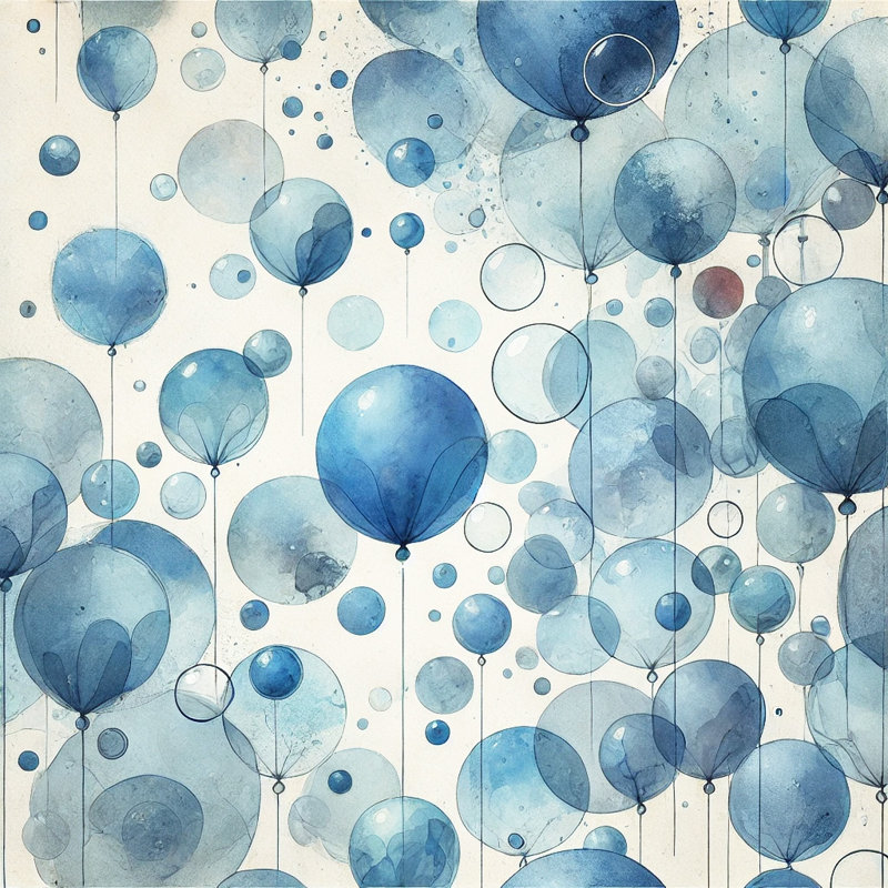 «Floating Blue Ballons», reproduction d'art sur toile abstraite, H 12 po x l 12 po