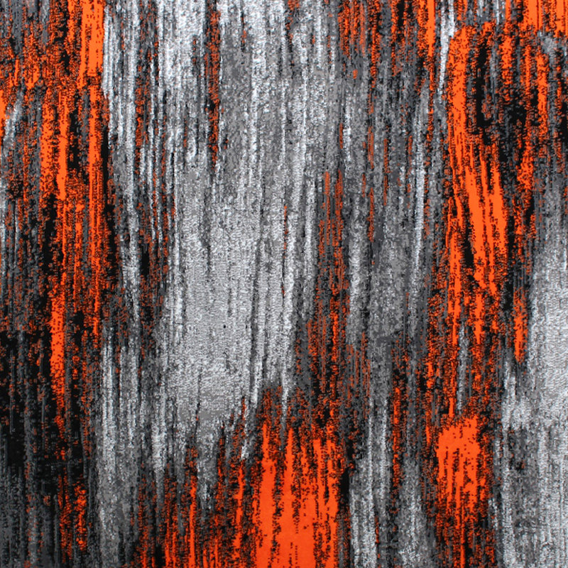 Alexavior Orange and Gray Abstract Style Scraped Pattern Accent Area Rug, Rectangle 5' x 7'