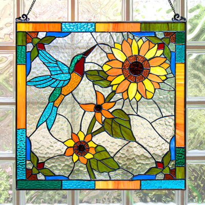 18"H Stained Glass Window Panel -  Sunflower