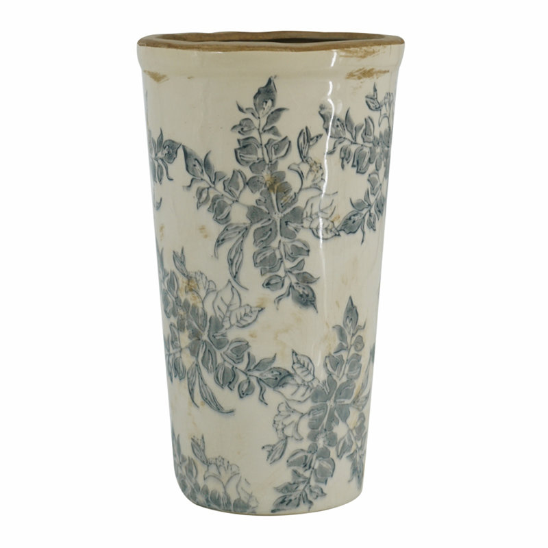 Ceramic Flower Vase, 9.6" H x 5.3" W x 5.3" D
