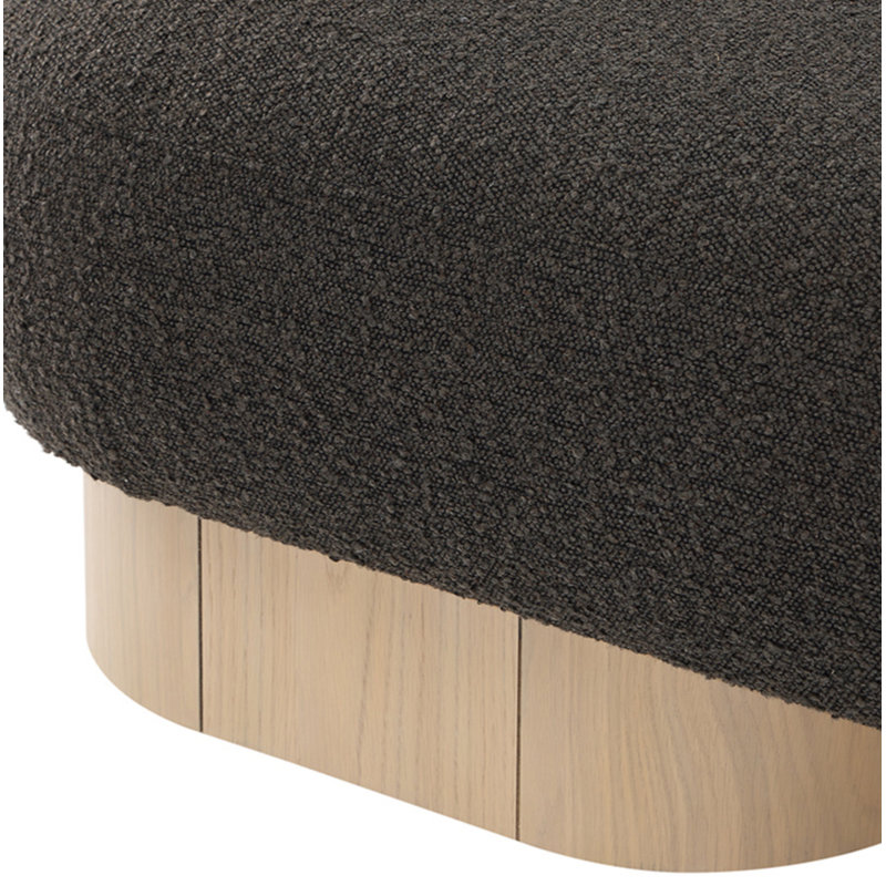 Banc rembourré en tissu Denyer, Chêne clair, Brun
