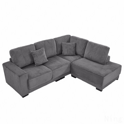 93" Sectional Sofa, L Shaped Sofa Couch With Reversible Chaise Lounge, Upholstered Soft Corduroy Couch For Living Room, Apartment