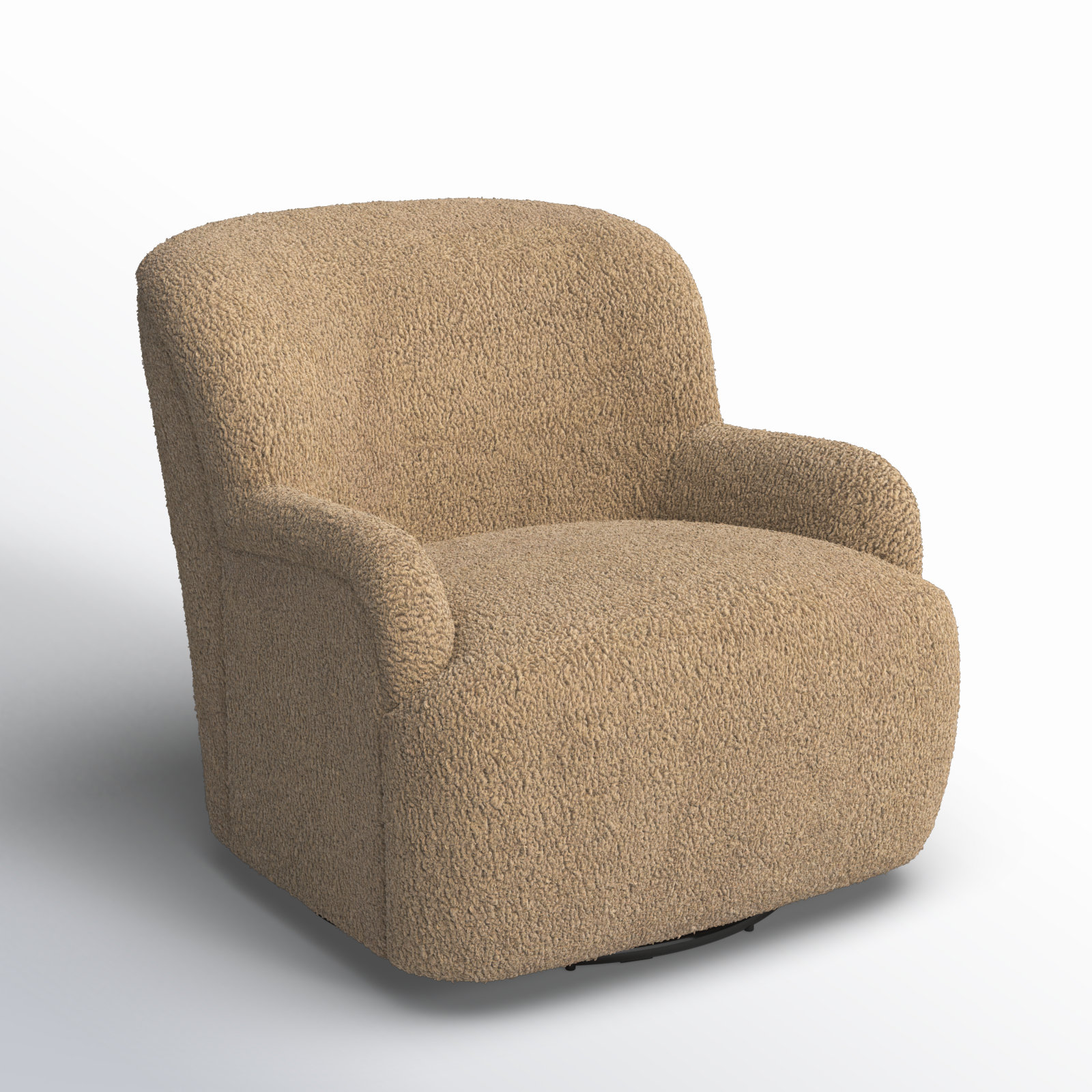 Maxton Upholstered Swivel Armchair, Sheepskin Camel Sherpa
