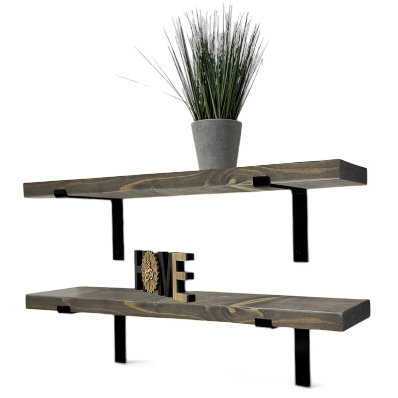 Gokmen Wood Floating Shelf, Driftwood Gray, 4.5cm H x 60cm W x 22cm D