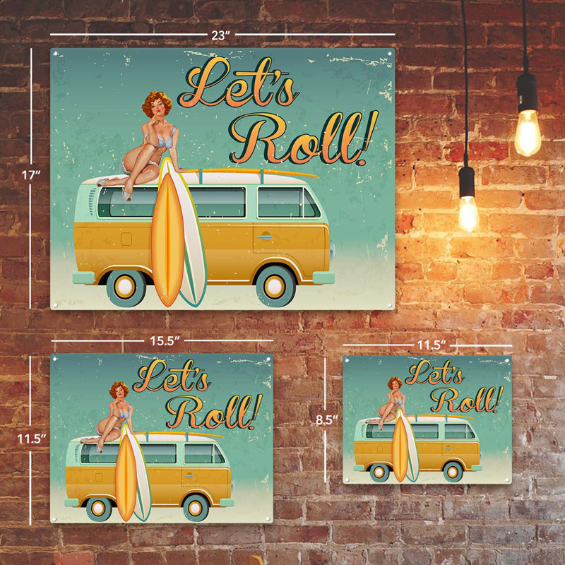 Enseigne rétro «Lets Roll»
