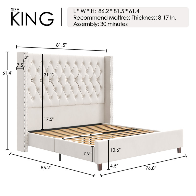 Luxury Duluth Upholstered Wingback Bed Frame