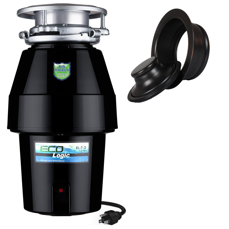 Broyeur à déchets à alimentation continue 1/2 HP avec bride bronze huilé et ensemble de bouchon