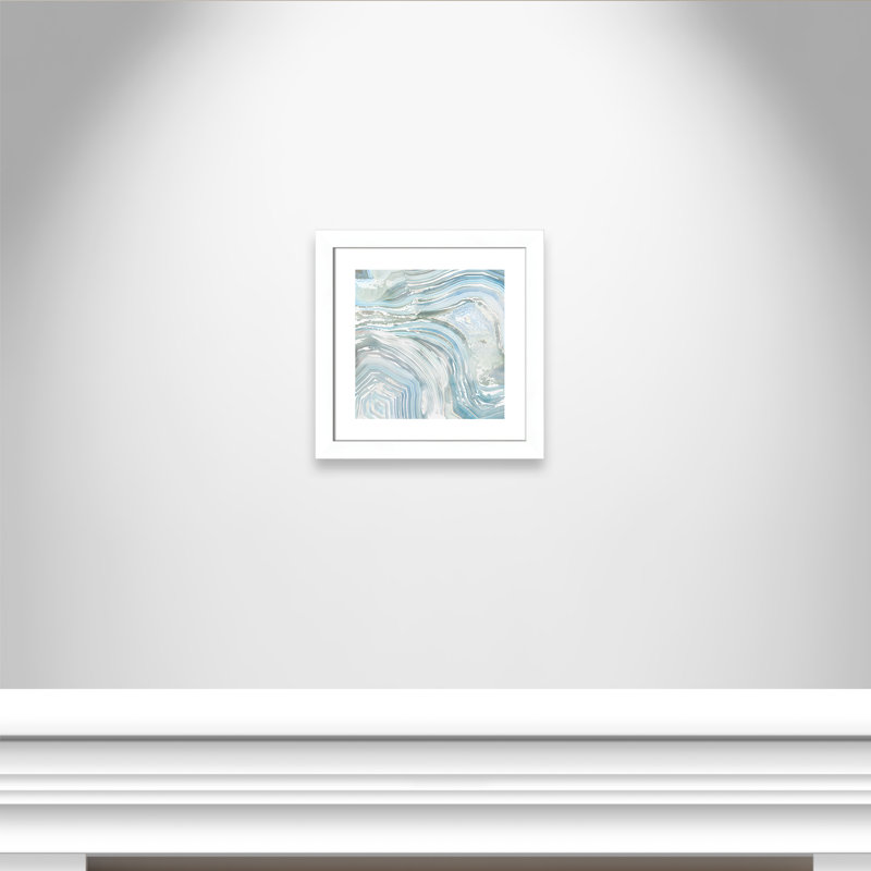 «Belby Agate in Blue II - Floater Frame», impression, Blanc mat, H 18,5 po x l 18,5 po x P 1,25 po