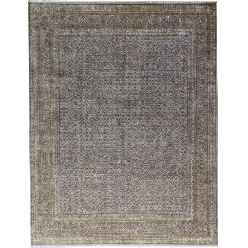 Tapis doré et doré de haute qualité noué à la main