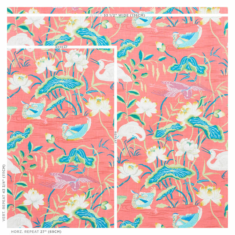 Lotus Garden Fabric, Red