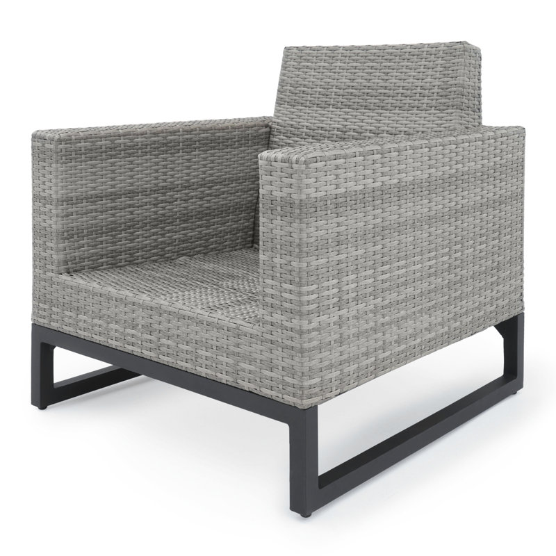 Milo 4 Piece Rattan Sunbrella Sofa Set with Cushions, Brown, Beige