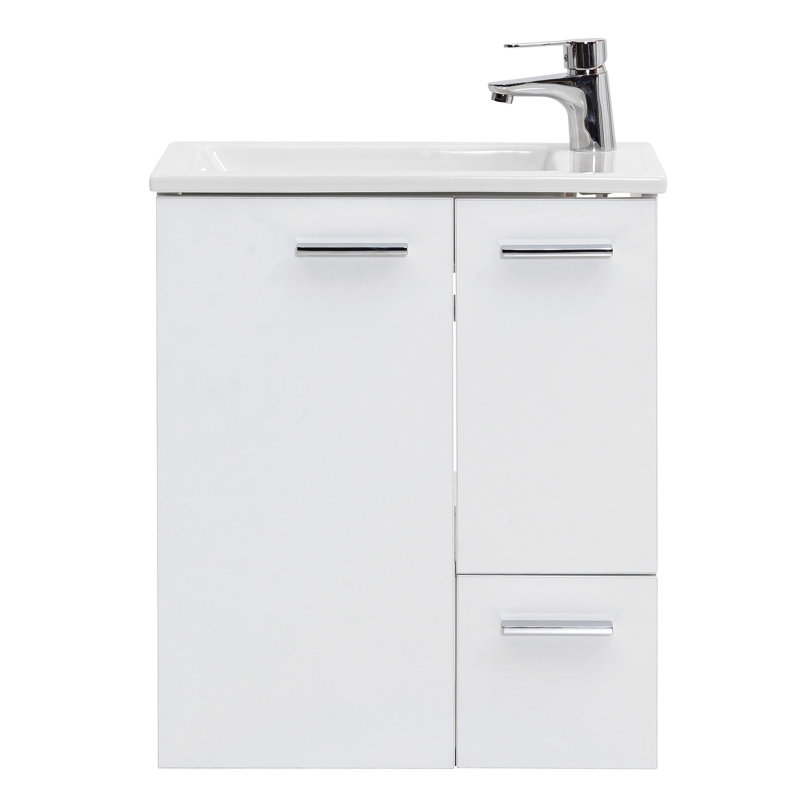Matteo 500mm Single Bathroom Vanity with Drop In Ceramic Basin, White