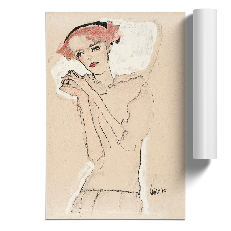Portrait of a Woman by Egon Schiele - Frameless Print, 59cm H x 42cm W x 0.1cm D