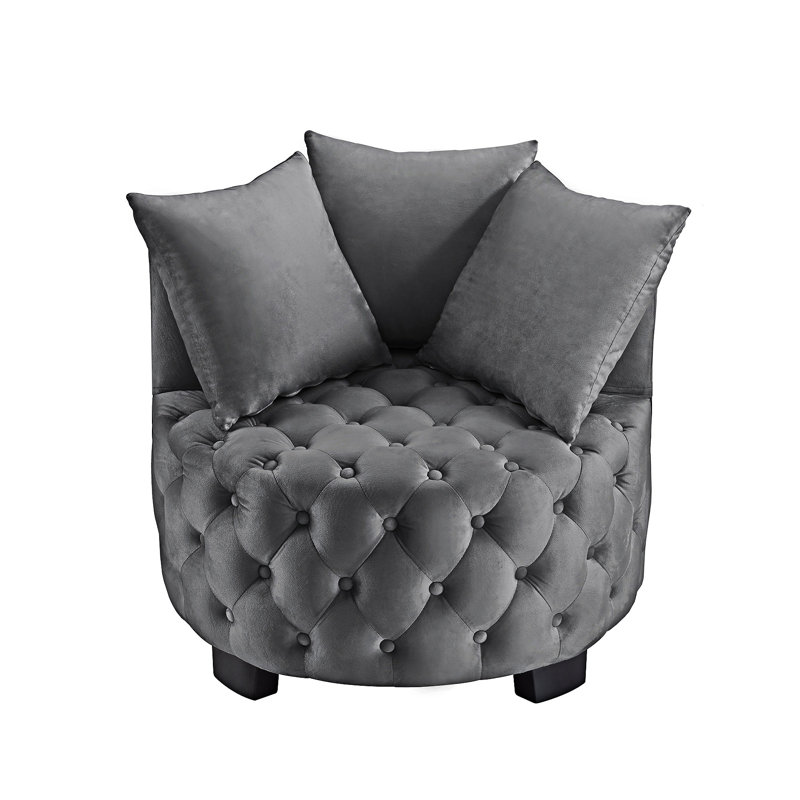 Chaise d'appoint rembourrée et capitonnée, Gris foncé