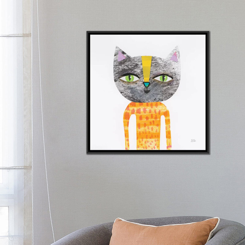 «Cool Cats I», art sur toile, H 18 po x l 18 po x P 1,5 po, Toile avec cadre noir, Pas de tapis