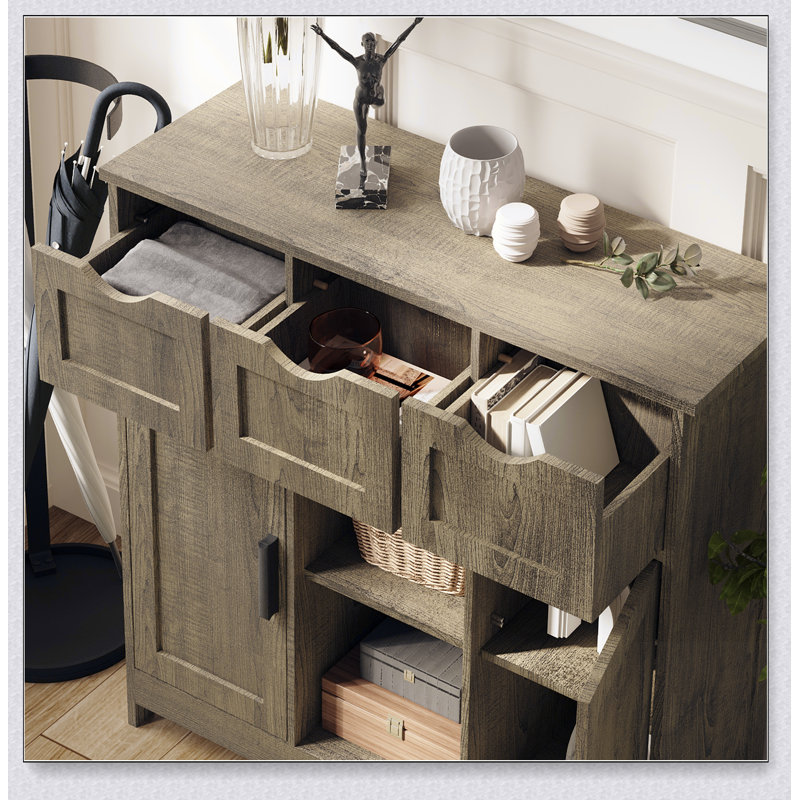 Grande armoire à chaussures, range-chaussures autoportant avec 2 tiroirs rabattables