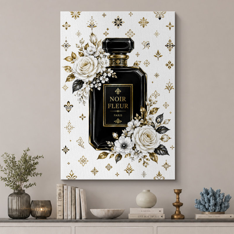 «Noir Fleur», œuvre d'art, impression sur toile encadrée, impression sur toile, 36" H x 24" W x 1.5" D, Wrapped Canvas