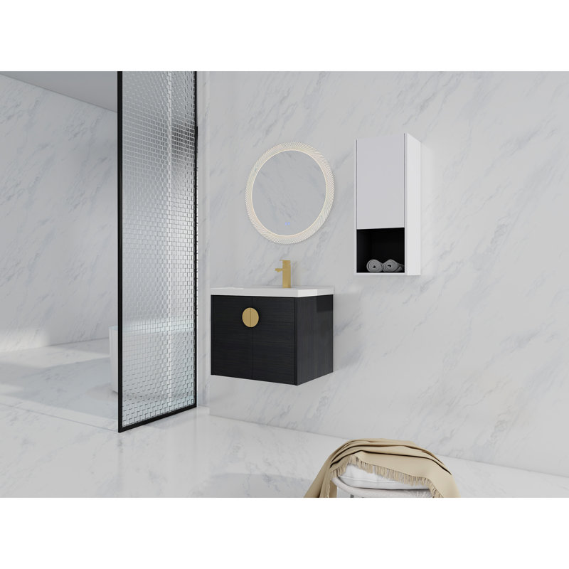 Meuble-lavabo mural 24 po avec lavabo en céramique et armoire d'appoint 24 po, 23"
