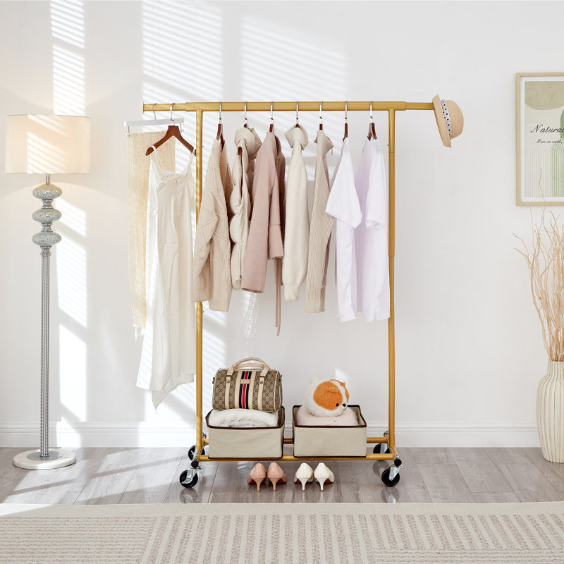 Clothes Rail Adjustable Height & Width, Gold