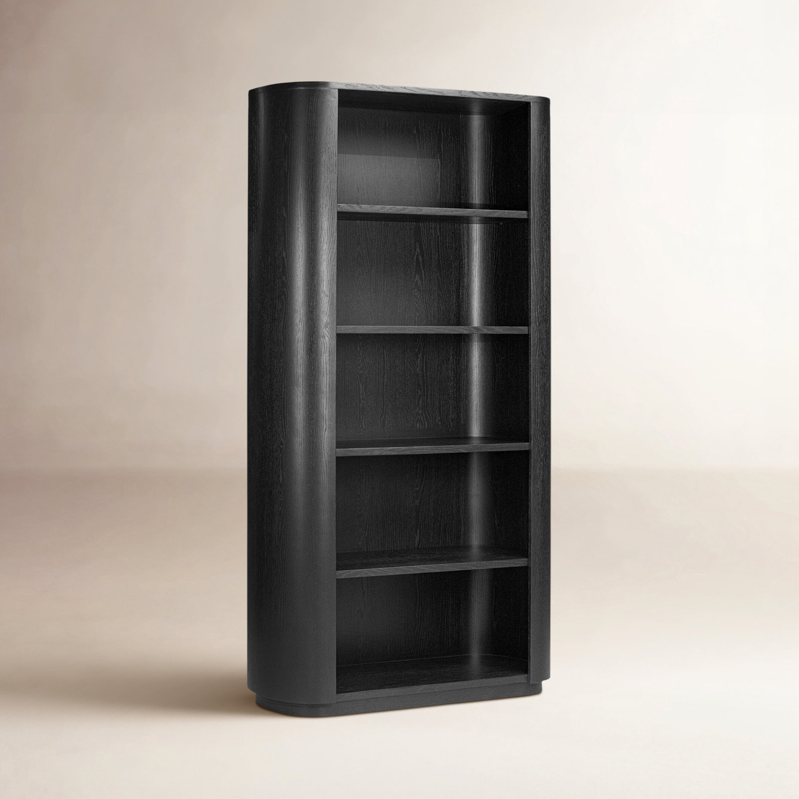 Lillian Wide Bookcase, Charcoal Oak