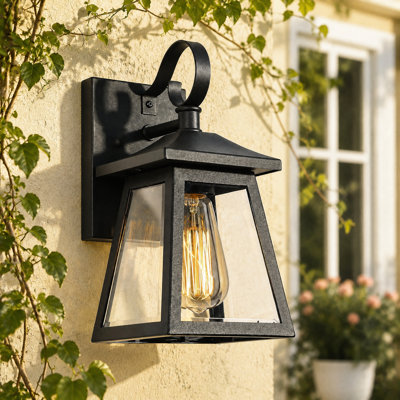 Lanterne murale d'extérieur industrielle 1 lumière avec verre bullé