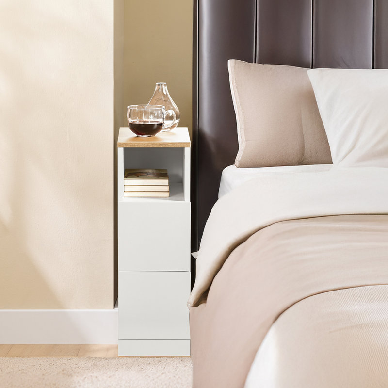 20 cm W Bedside Table, White