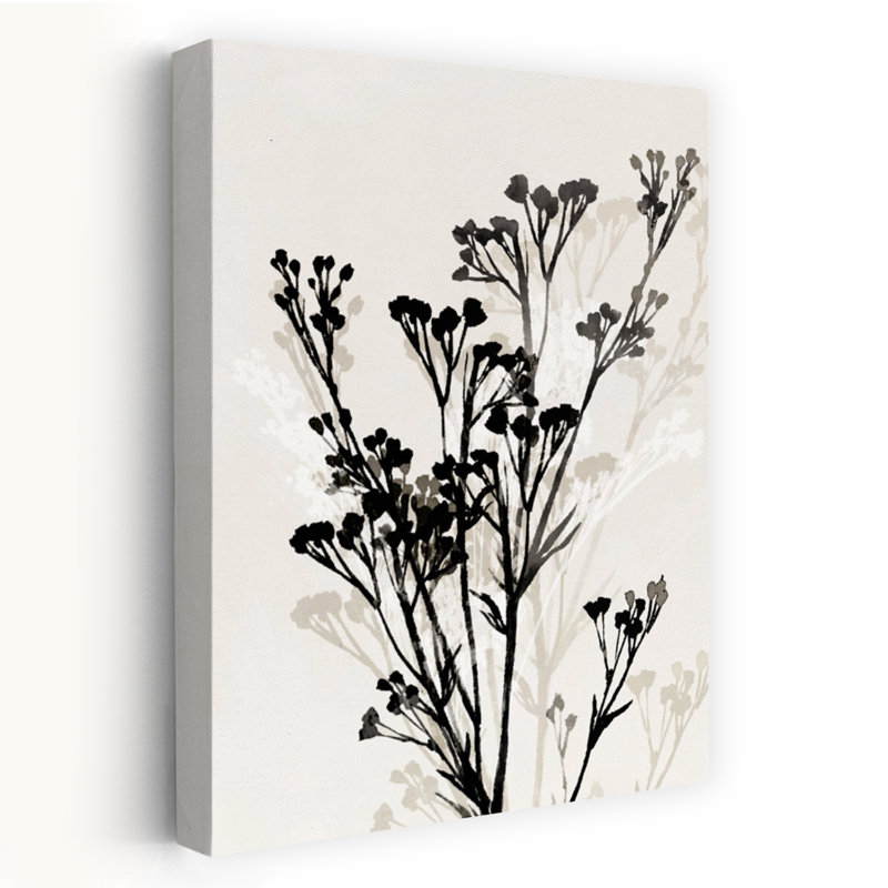 «Silhouettes of Delicate Blooms II», art mural contemporain abstrait, H 60 po x l 40 po